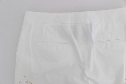 Dolce &amp; Gabbana Elegant White Floral Cutout Dress Pants