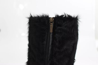 Bottes en cuir et fourrure d'agneau noires Xiangao de Dolce &amp; Gabbana