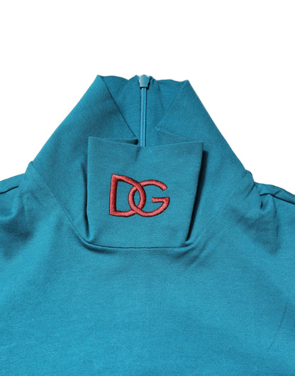 Suéter de cuello alto de algodón azul de manga larga de Dolce &amp; Gabbana
