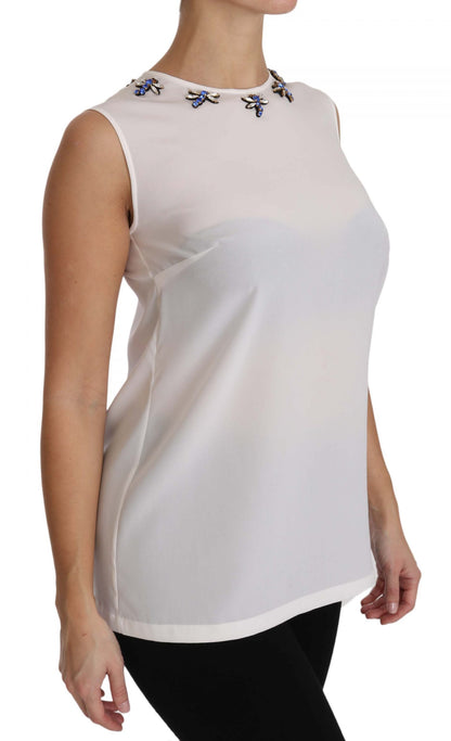 Dolce &amp; Gabbana Blusa de seda con adornos de cristal de cuento de hadas