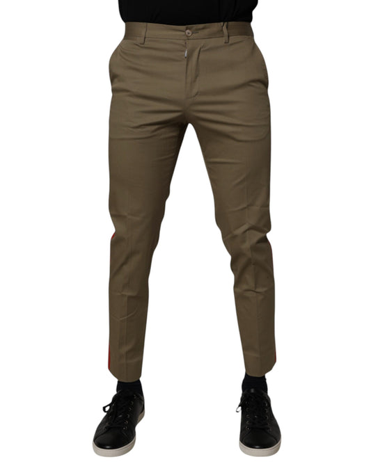 Pantalones cónicos de algodón color caqui oscuro de Dolce &amp; Gabbana