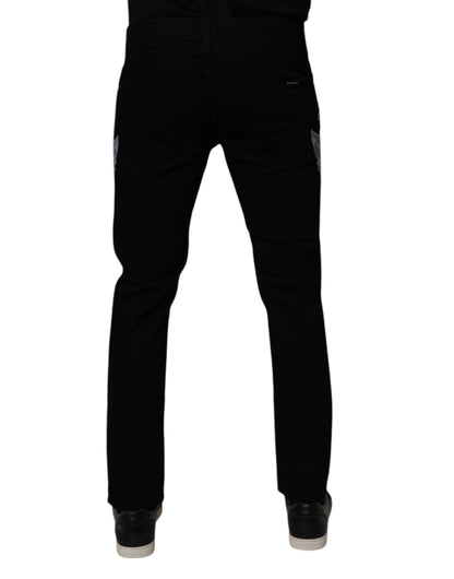 Vaqueros ajustados de algodón con estampado floral negro de Dolce &amp; Gabbana para hombre