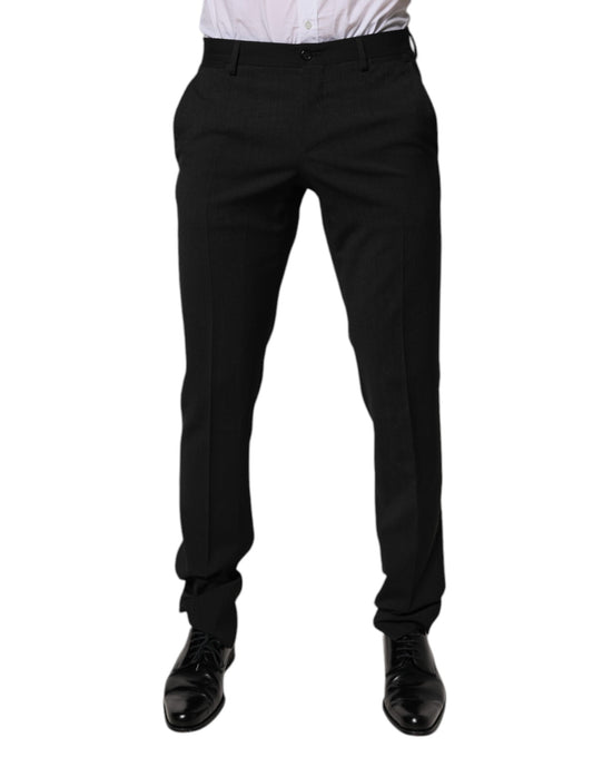 Pantalones de vestir formales cónicos de poliéster negro Dolce &amp; Gabbana para hombre