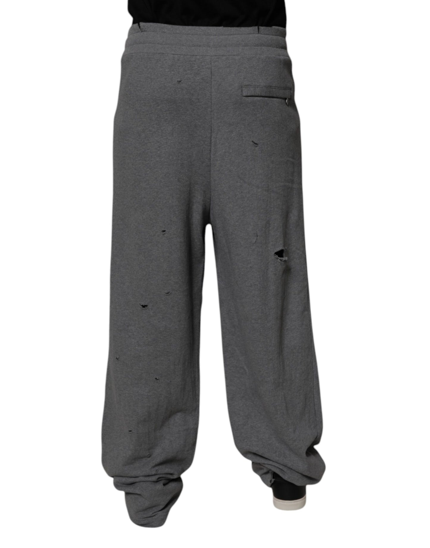 Pantalones deportivos rectos RipStyle de algodón gris de Dolce &amp; Gabbana