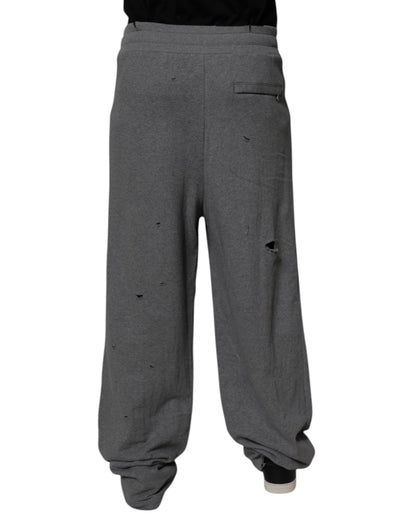 Pantalones deportivos rectos RipStyle de algodón gris de Dolce &amp; Gabbana