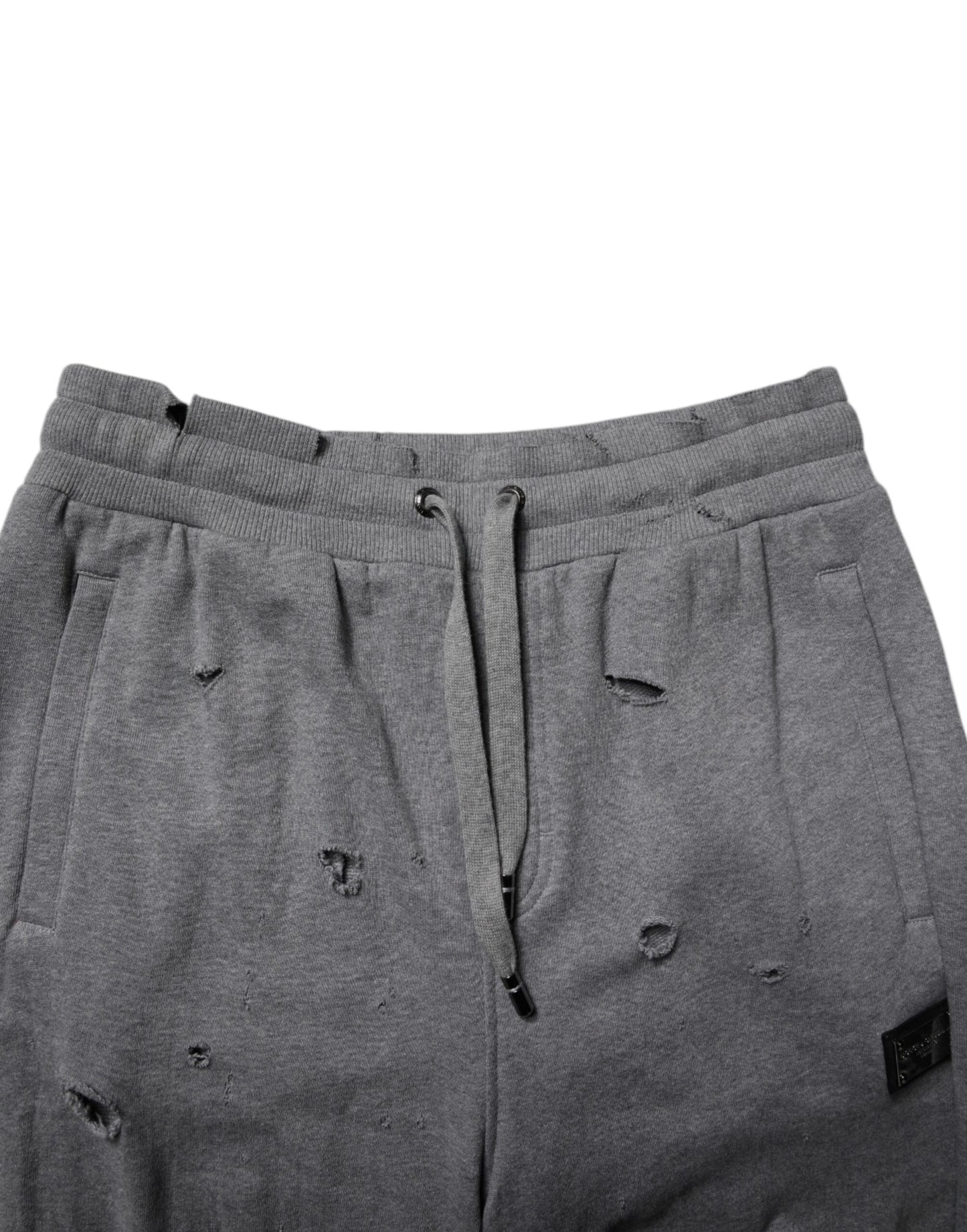 Pantalones deportivos rectos RipStyle de algodón gris de Dolce &amp; Gabbana