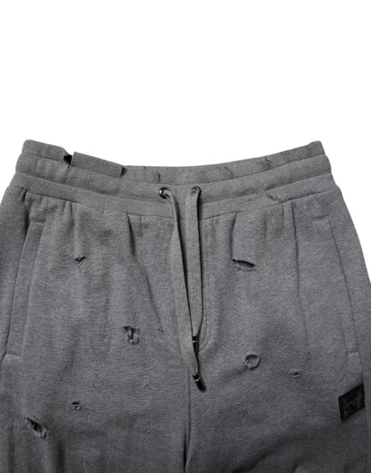 Pantalones deportivos rectos RipStyle de algodón gris de Dolce &amp; Gabbana