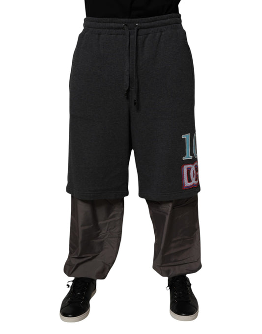 Pantalones deportivos rectos de algodón gris oscuro con capas de Dolce &amp; Gabbana