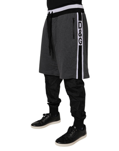 Pantalones deportivos Dolce &amp; Gabbana de algodón en capas negro y gris para hombre