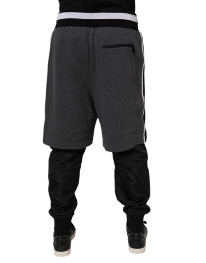 Pantalones deportivos Dolce &amp; Gabbana de algodón en capas negro y gris para hombre