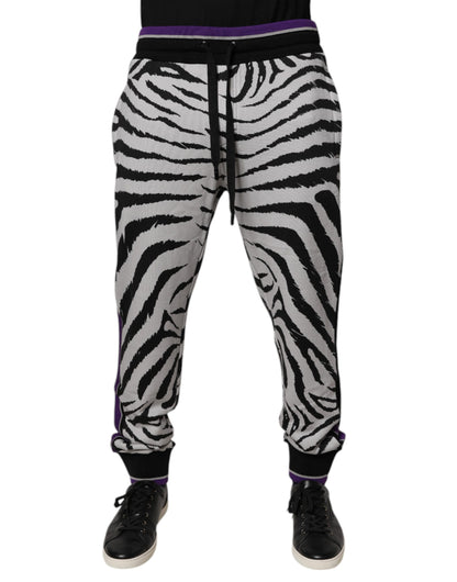 Pantalones deportivos Dolce &amp; Gabbana con estampado de cebra en blanco y negro para hombre