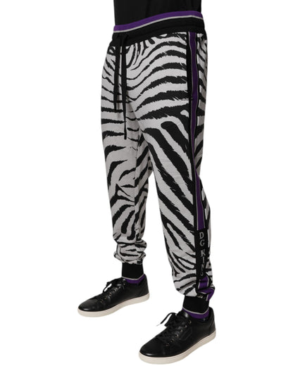 Pantalones deportivos Dolce &amp; Gabbana con estampado de cebra en blanco y negro para hombre