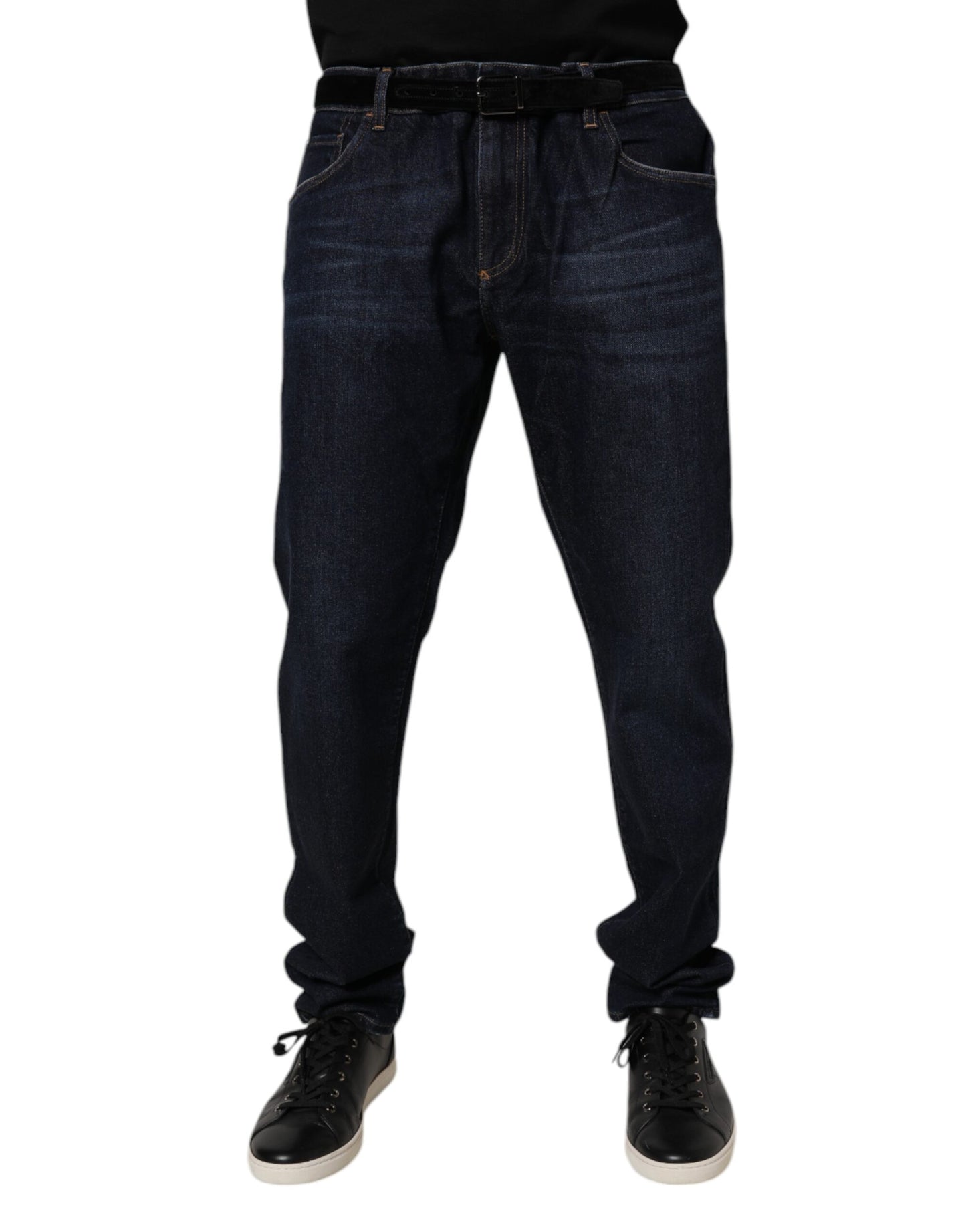 Dolce &amp; Gabbana Vaqueros pitillo elásticos de algodón azul oscuro