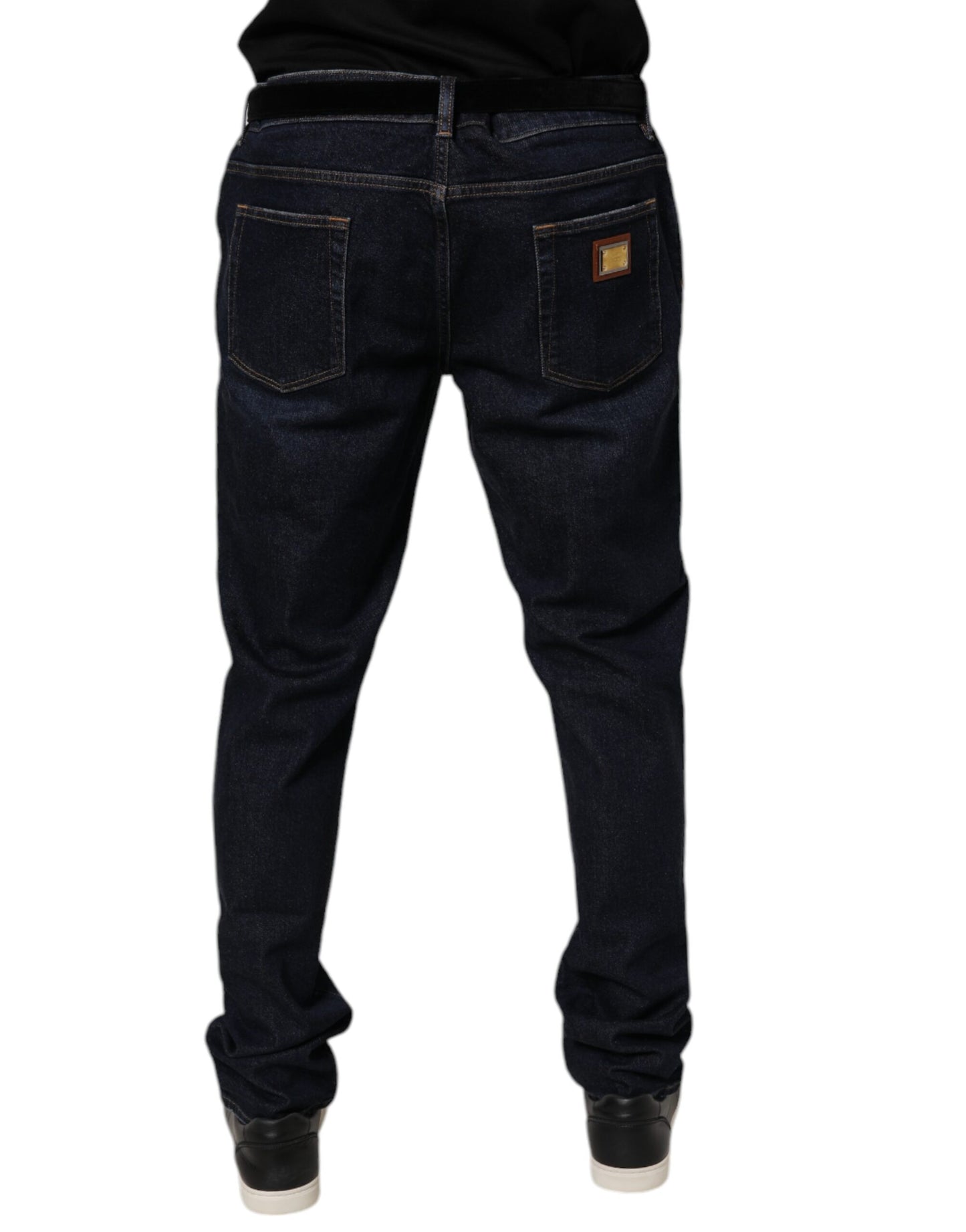 Dolce &amp; Gabbana Vaqueros pitillo elásticos de algodón azul oscuro
