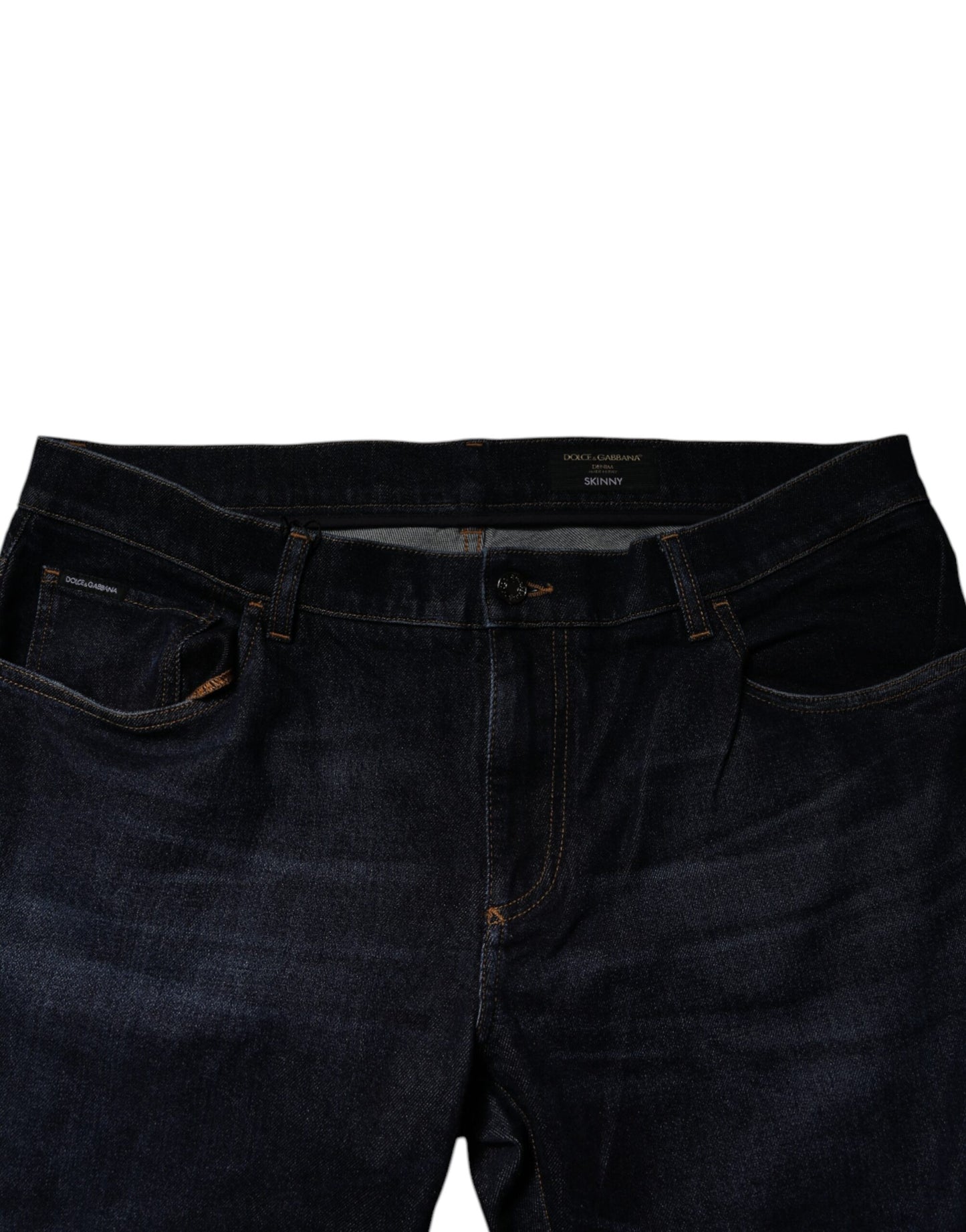 Dolce &amp; Gabbana Vaqueros pitillo elásticos de algodón azul oscuro