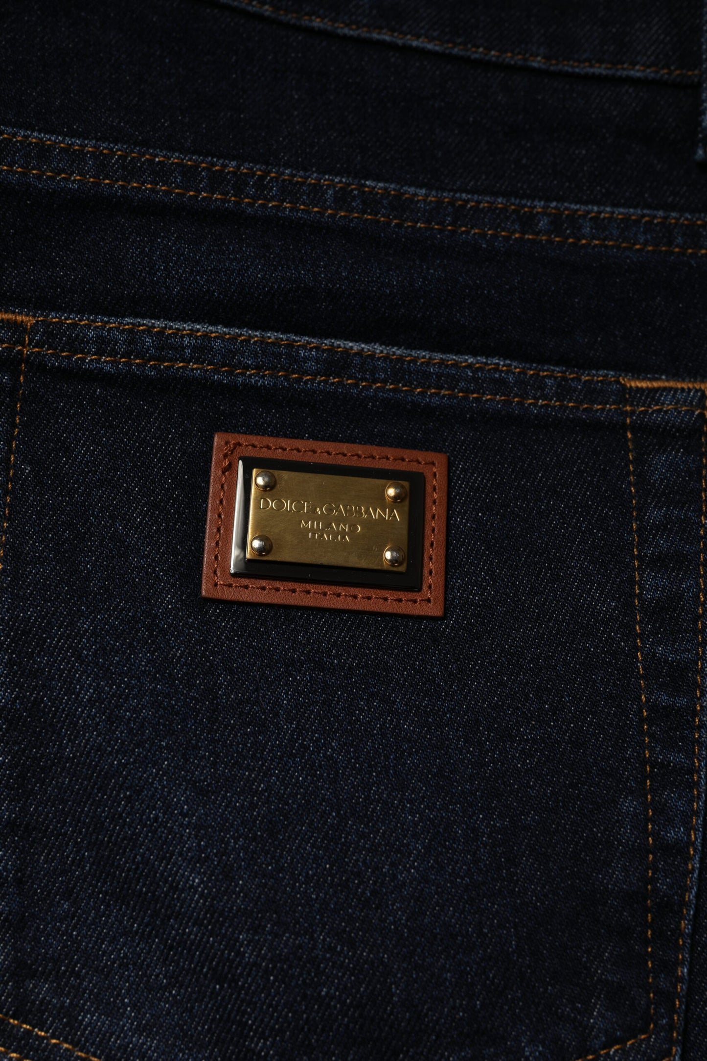 Dolce &amp; Gabbana Vaqueros pitillo elásticos de algodón azul oscuro