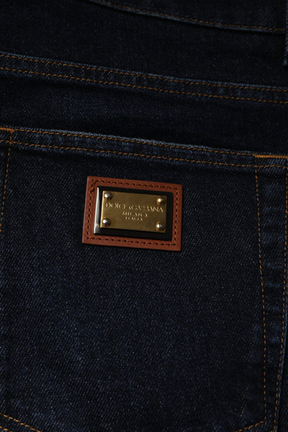 Dolce &amp; Gabbana Vaqueros pitillo elásticos de algodón azul oscuro
