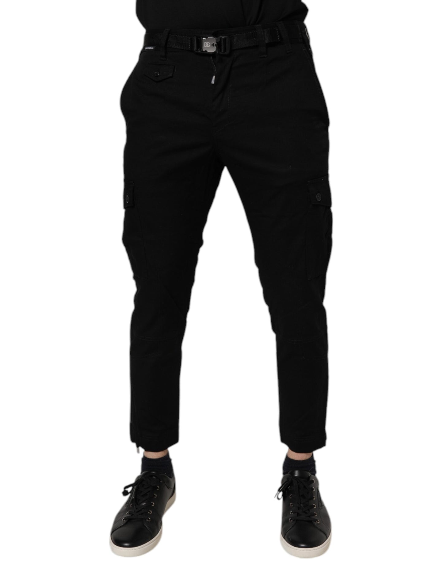 Vaqueros cargo ajustados de algodón elástico negro de Dolce &amp; Gabbana