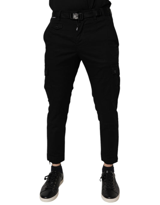 Vaqueros cargo ajustados de algodón elástico negro de Dolce &amp; Gabbana