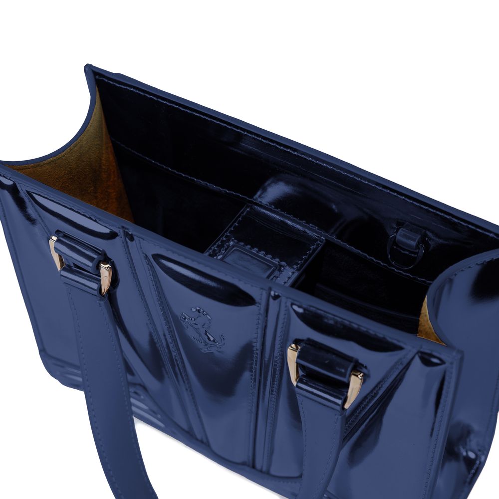 Bolso de mano de piel azul Ferrari