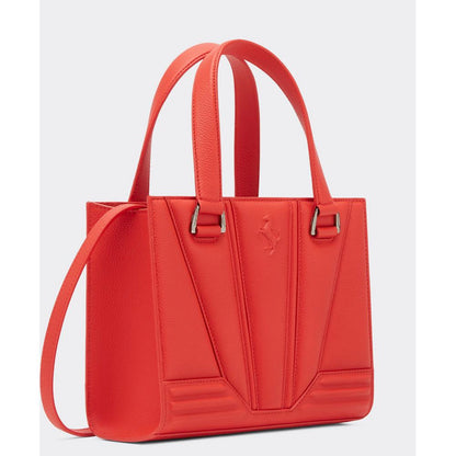 Bolso de mano de piel roja Ferrari