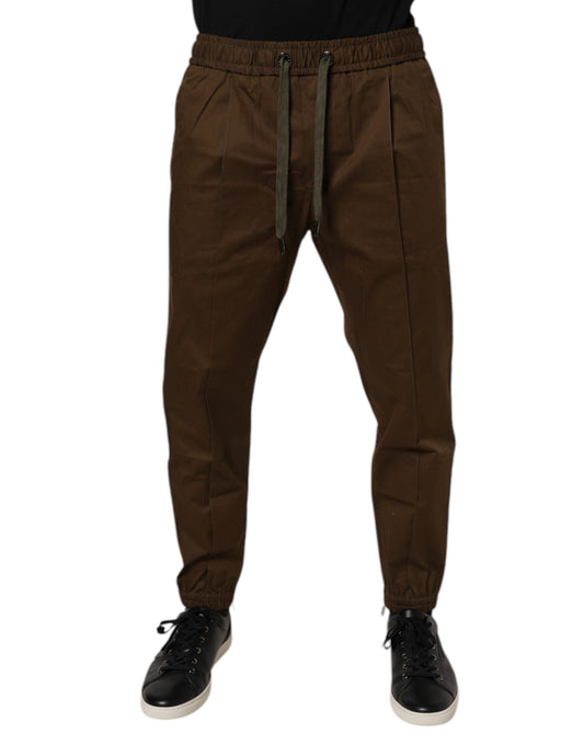 Pantalones deportivos de algodón elástico marrón Dolce &amp; Gabbana