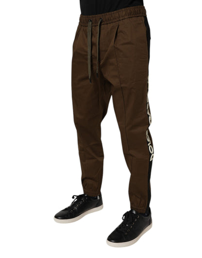 Pantalones deportivos de algodón elástico marrón Dolce &amp; Gabbana