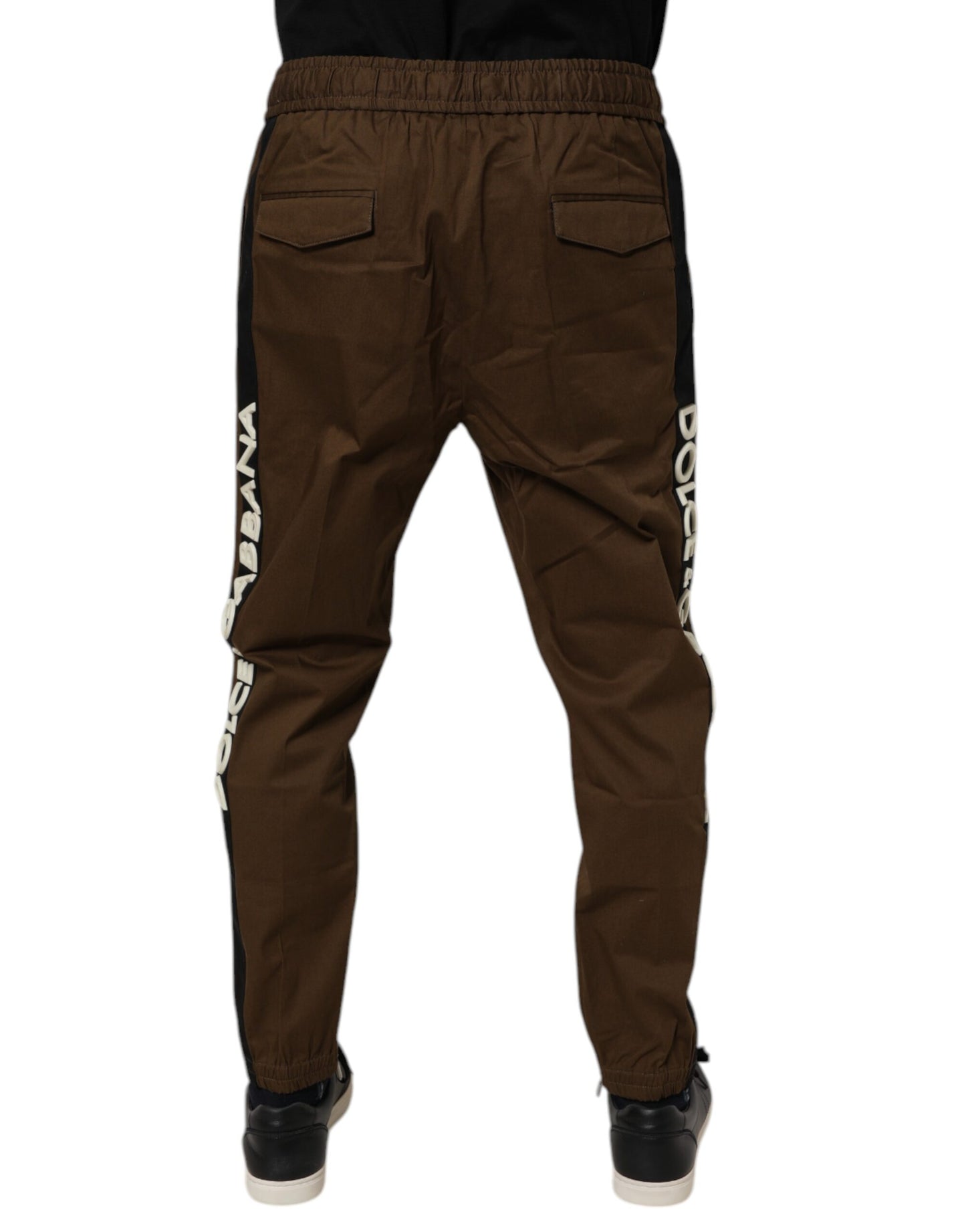 Pantalones deportivos de algodón elástico marrón Dolce &amp; Gabbana