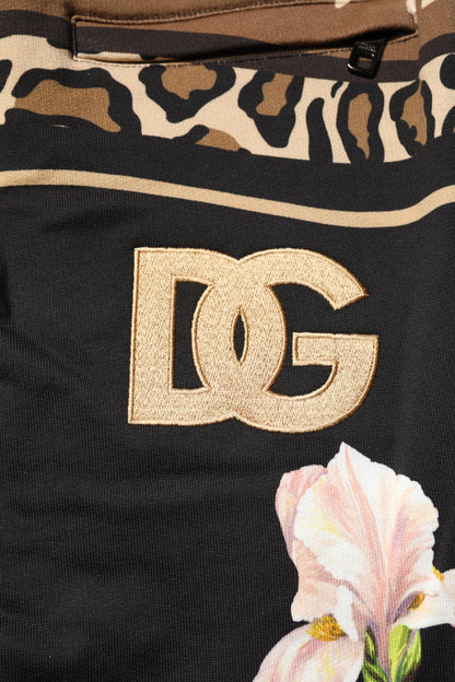 Pantalones deportivos negros de algodón con estampado floral de Dolce &amp; Gabbana