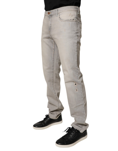 Vaqueros ajustados de algodón gris claro de Dolce &amp; Gabbana