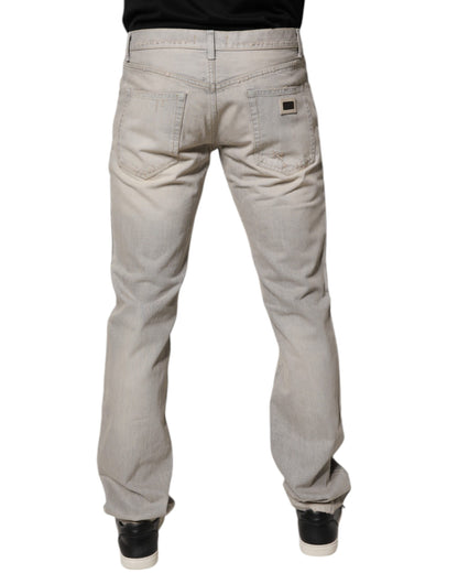 Vaqueros ajustados de algodón gris claro de Dolce &amp; Gabbana