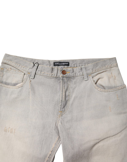 Vaqueros ajustados de algodón gris claro de Dolce &amp; Gabbana