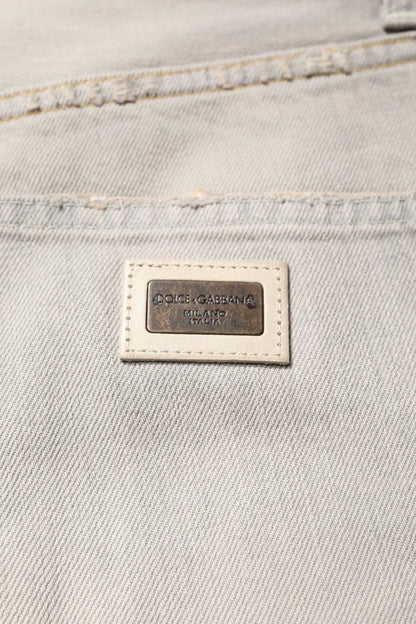 Vaqueros ajustados de algodón gris claro de Dolce &amp; Gabbana