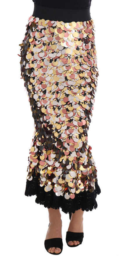 Dolce &amp; Gabbana Falda lápiz de cintura alta con adornos de lentejuelas
