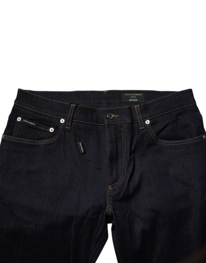 Vaqueros ajustados de algodón elástico negro Dolce &amp; Gabbana para hombre