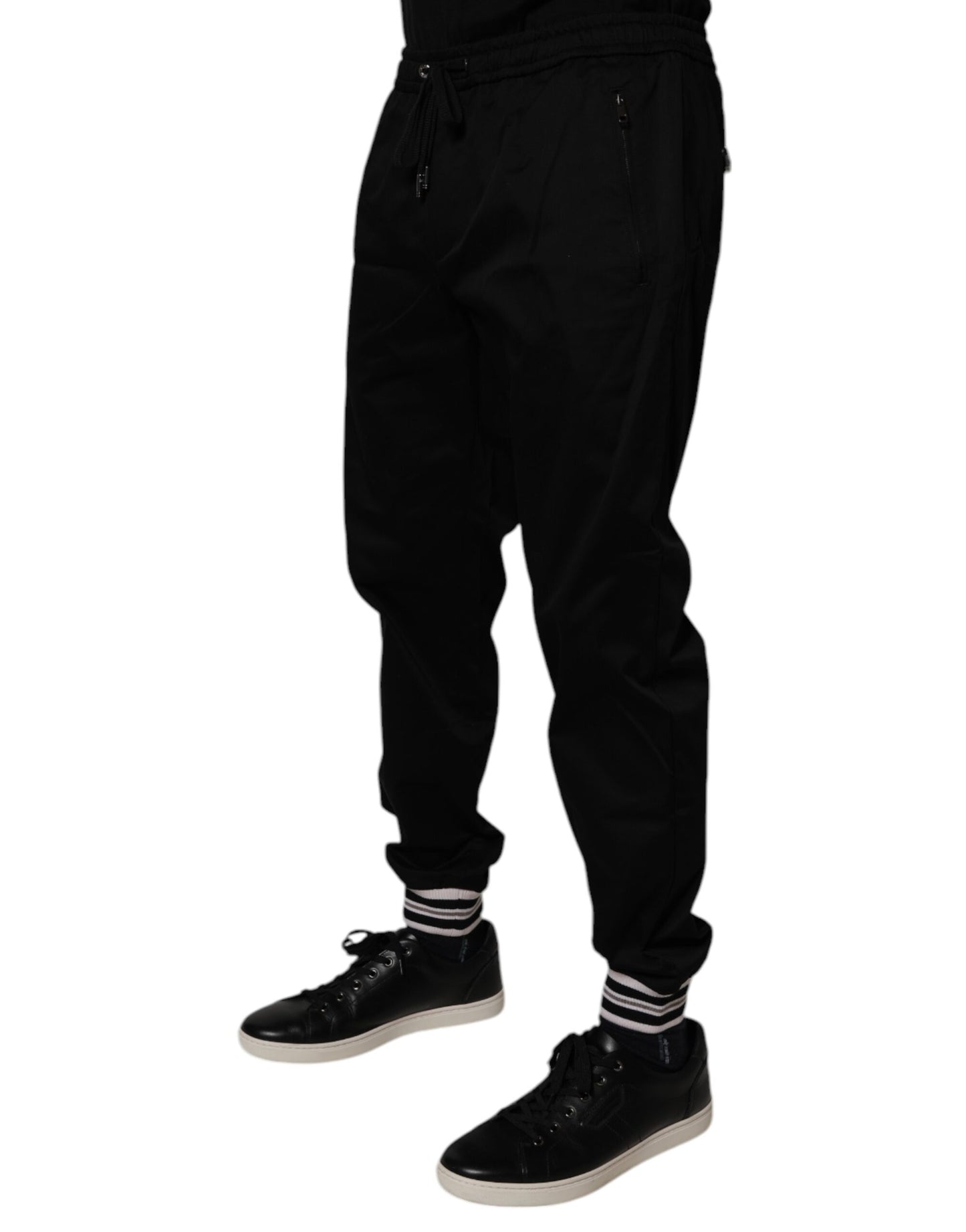 Pantalones deportivos negros elásticos de algodón de Dolce &amp; Gabbana