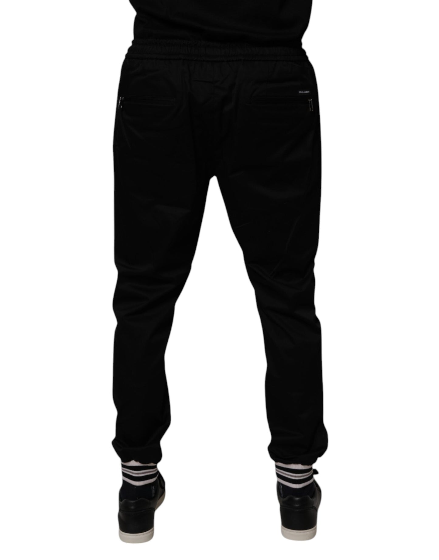 Pantalones deportivos negros elásticos de algodón de Dolce &amp; Gabbana