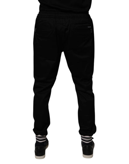 Pantalones deportivos negros elásticos de algodón de Dolce &amp; Gabbana