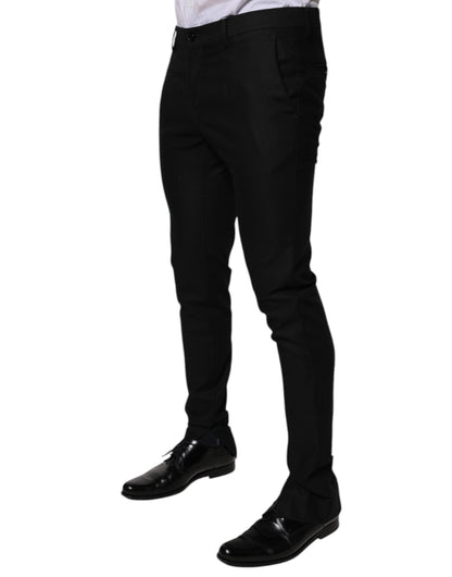 Pantalones de vestir ajustados de lana virgen negros Dolce &amp; Gabbana para hombre