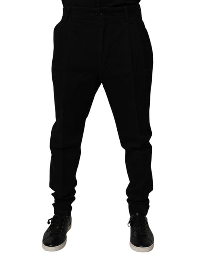 Pantalones ajustados de algodón elástico negro de Dolce &amp; Gabbana
