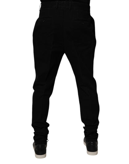 Pantalones ajustados de algodón elástico negro de Dolce &amp; Gabbana