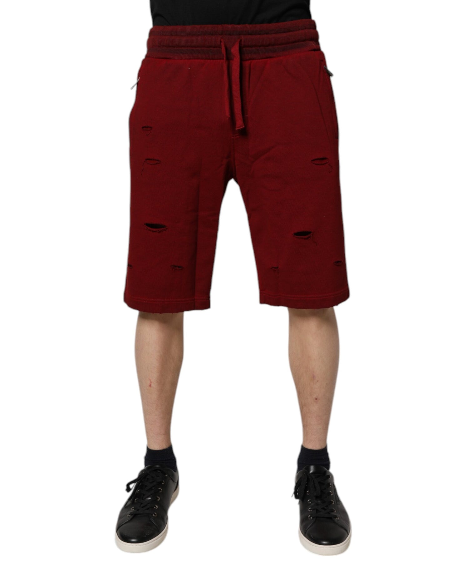 Bermudas de algodón burdeos Dolce &amp; Gabbana para hombre, pantalones cortos deportivos