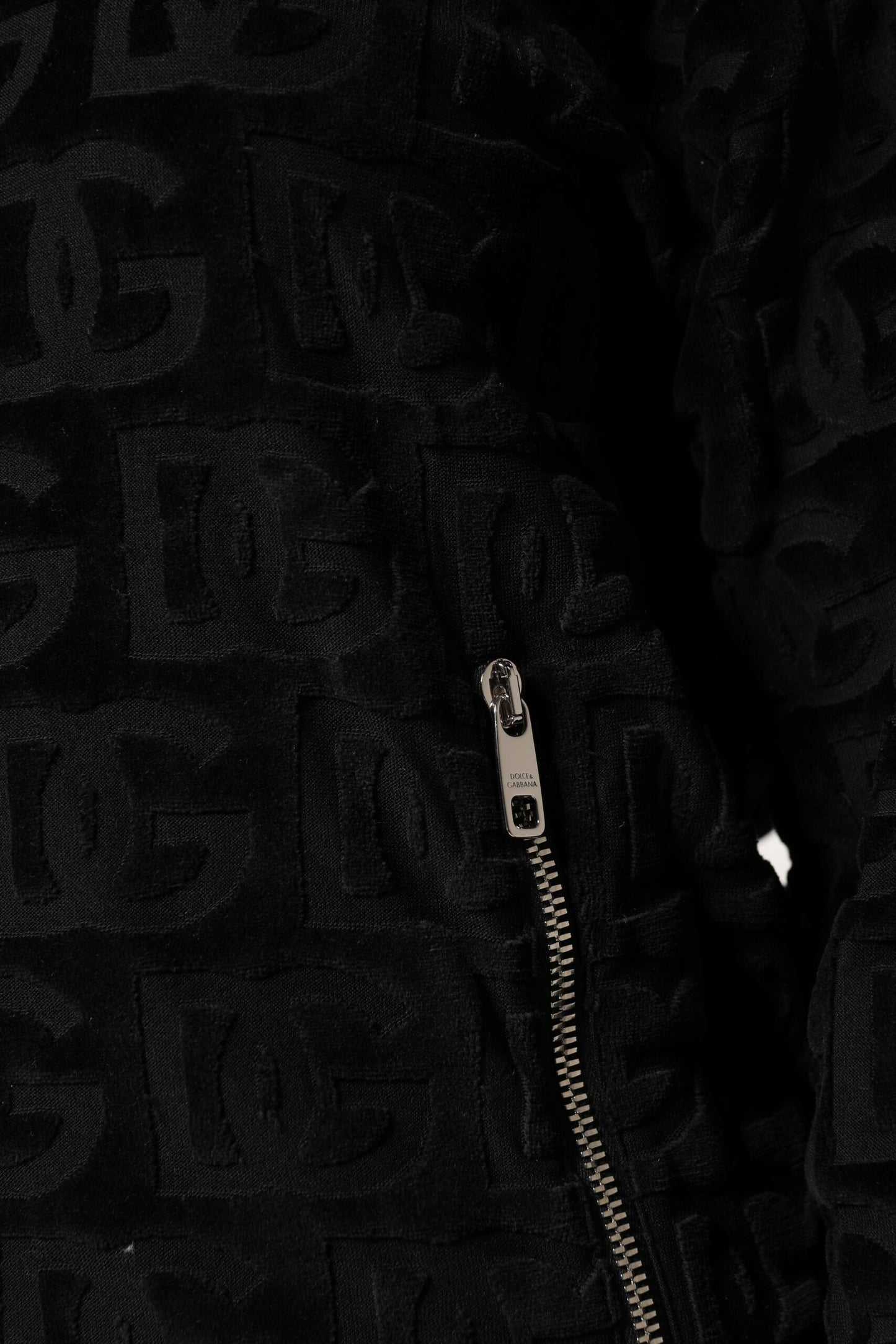 Dolce &amp; Gabbana Black Logo Monogram Full Zip Bomber Jacket