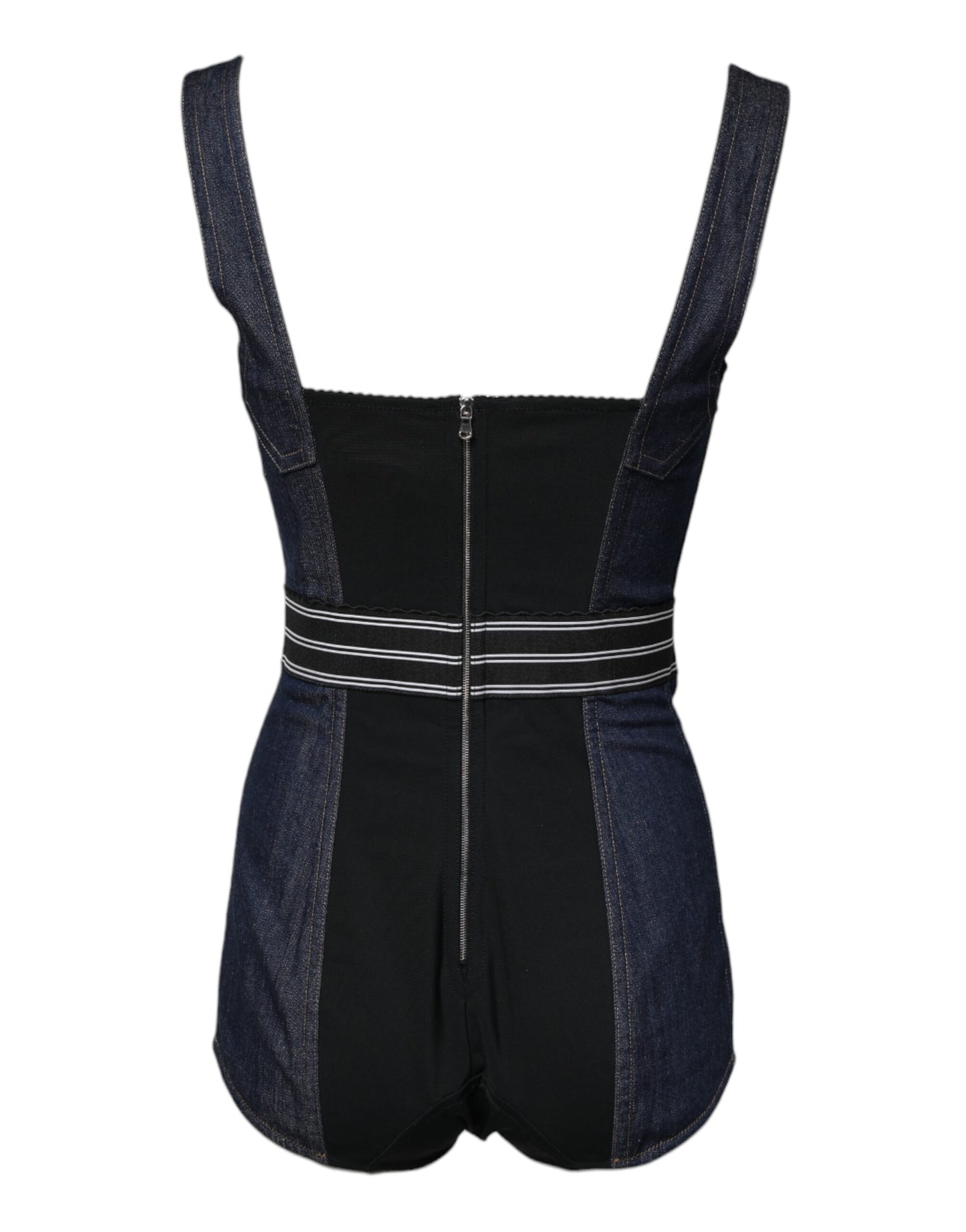 Dolce &amp; Gabbana Blue Cotton Stretch Sleeveless Bodycon Denim Bodysuit