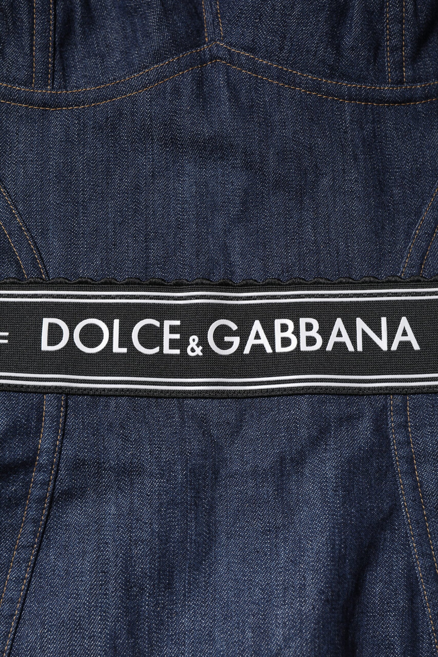 Dolce &amp; Gabbana Blue Cotton Stretch Sleeveless Bodycon Denim Bodysuit