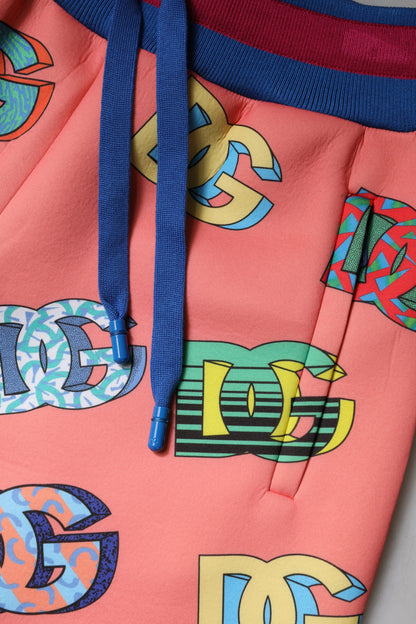 Dolce &amp; Gabbana Pink Logo Monogram Jogger Sweatpants Pants