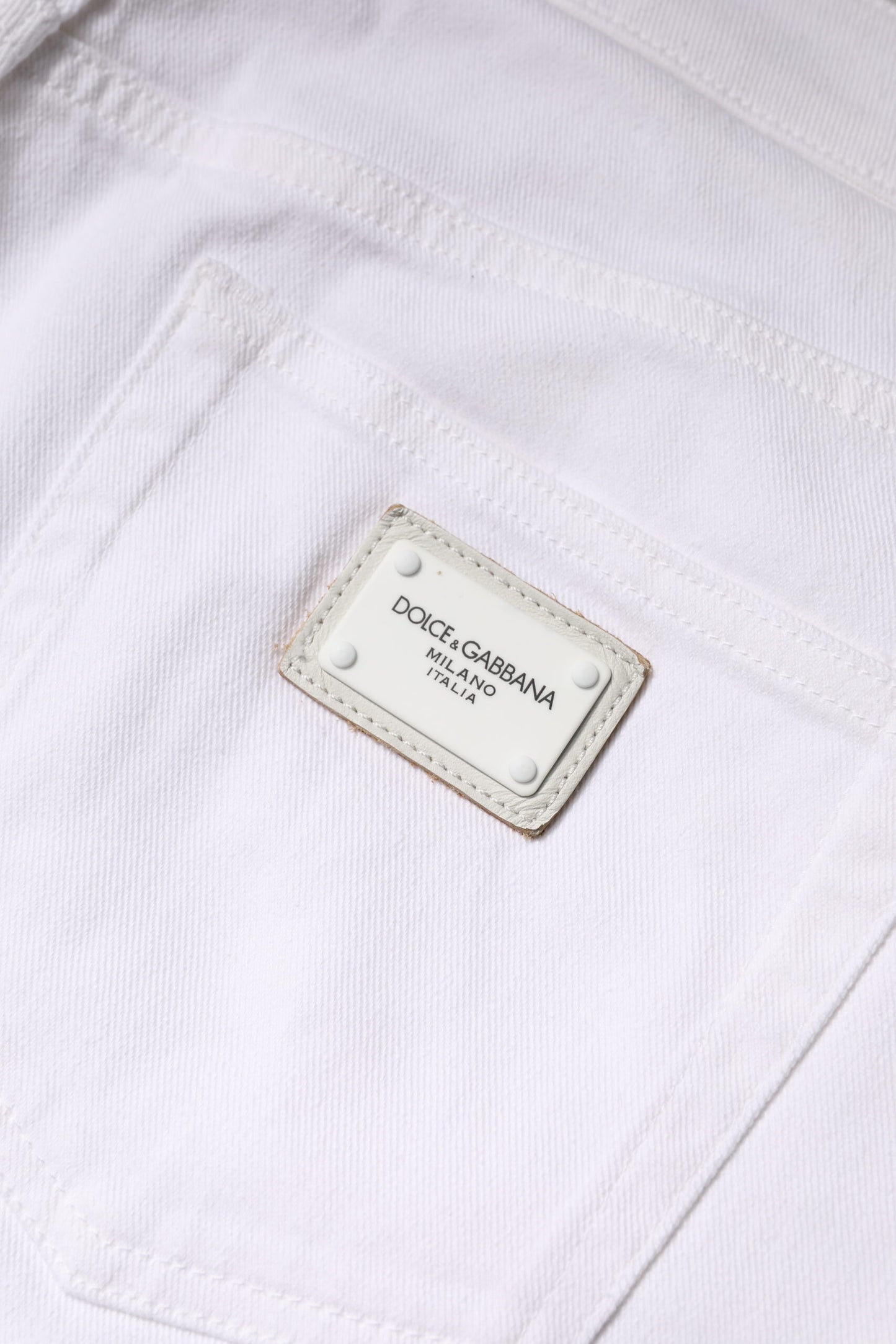 Dolce &amp; Gabbana White Cotton Mid Waist Skinny Denim Jeans