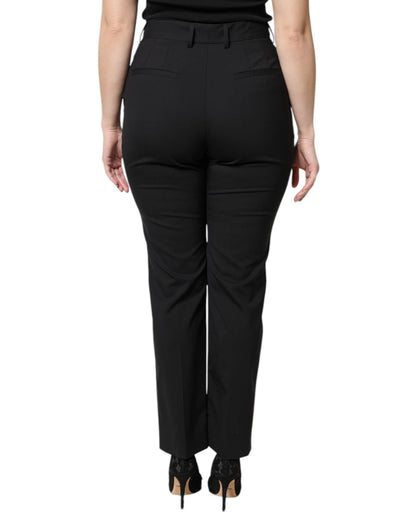 Dolce &amp; Gabbana Black Polyester High Waist Dress Pants