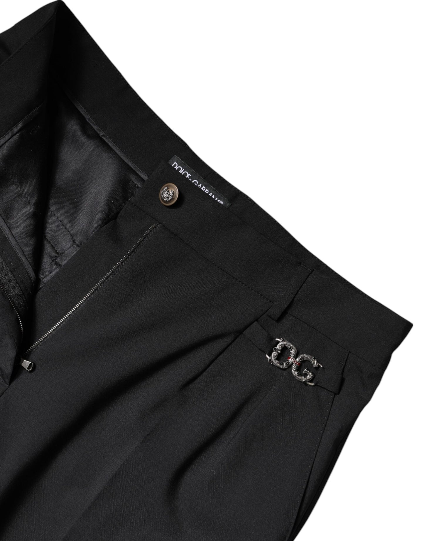 Dolce &amp; Gabbana Black Polyester High Waist Dress Pants