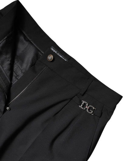 Dolce &amp; Gabbana Black Polyester High Waist Dress Pants